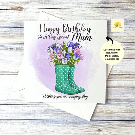 Birthday card for Mum, Mom, Mam, Wife, Nan, Nannie, Gran, Daughter, Daughter-in-law, Sister, Niece, cards for her, gardening, gift