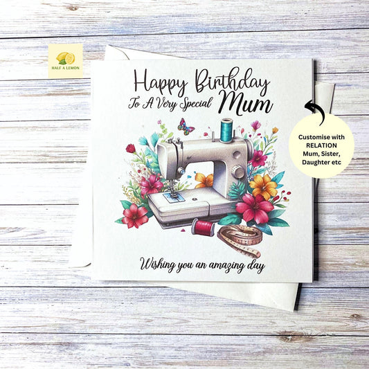 Birthday card for Mum, Mom, Mam, Nan, Nannie, Gran, Wife, Daughter, Daughter-in-law, Sister, Niece, cards for her, Sewing card, gift