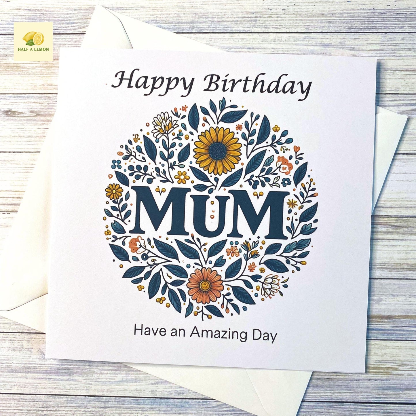 Mum Birthday card, Birthday Card, for Mum, cards for her, featuring the Word Mum in a circle of flowers, bohemian, alternative, gift