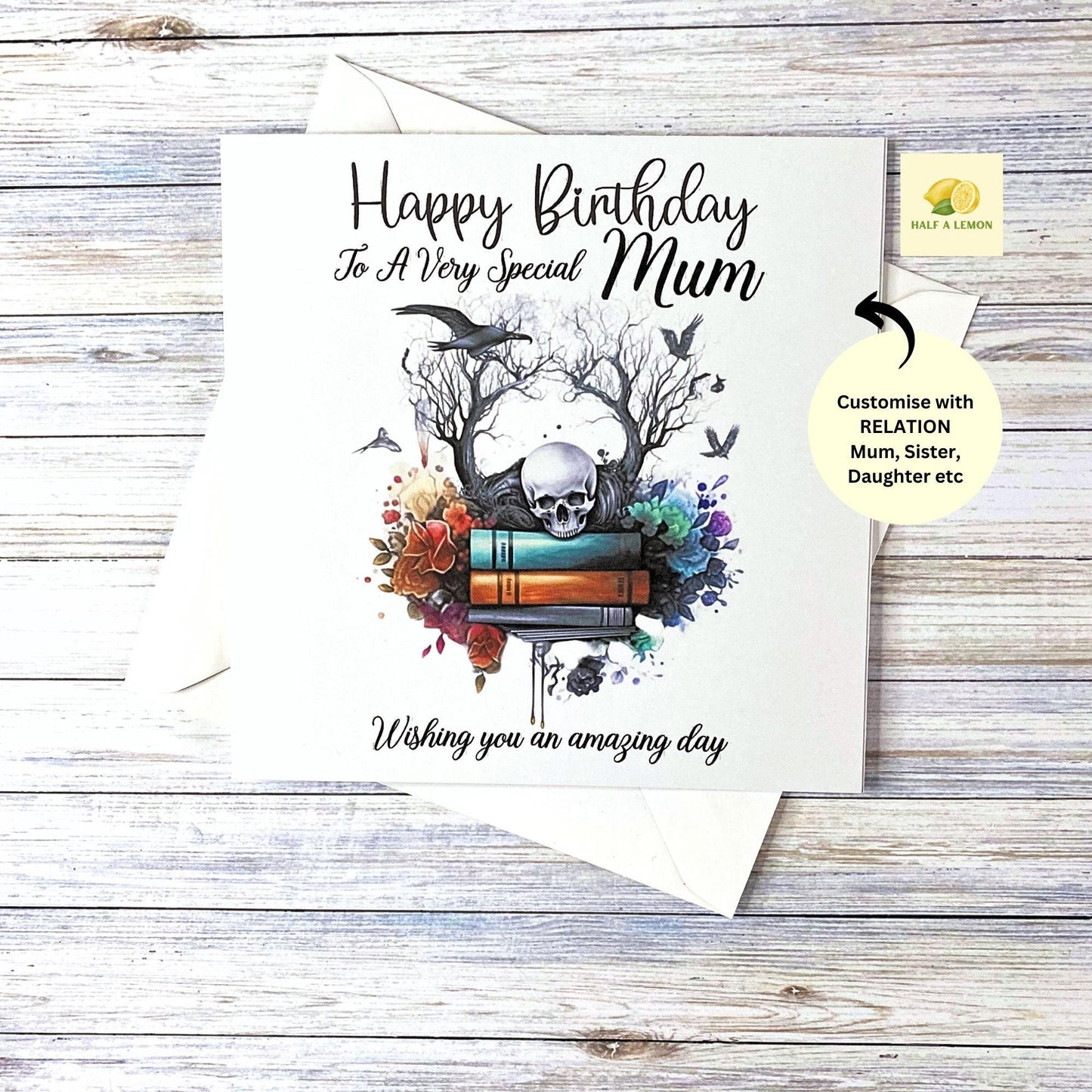 Birthday card for Mum, Mom, Mam, Nan, Nannie, Gran, Daughter, Daughter-in-law, Wife, Sister, Niece, cards for her, gothic, alternative, gift