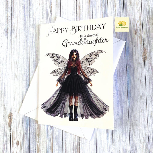 Birthday card, Granddaughter birthday card, Goth Birthday card, Gothic Birthday card, Fairy Birthday Card, Card for her Birthday,