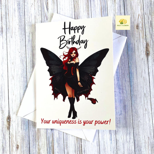 Gothic Birthday card, Vampire butterfly, Goth queen, birthday card for goth,  Vampire birthday card, birthday card for her, alternative