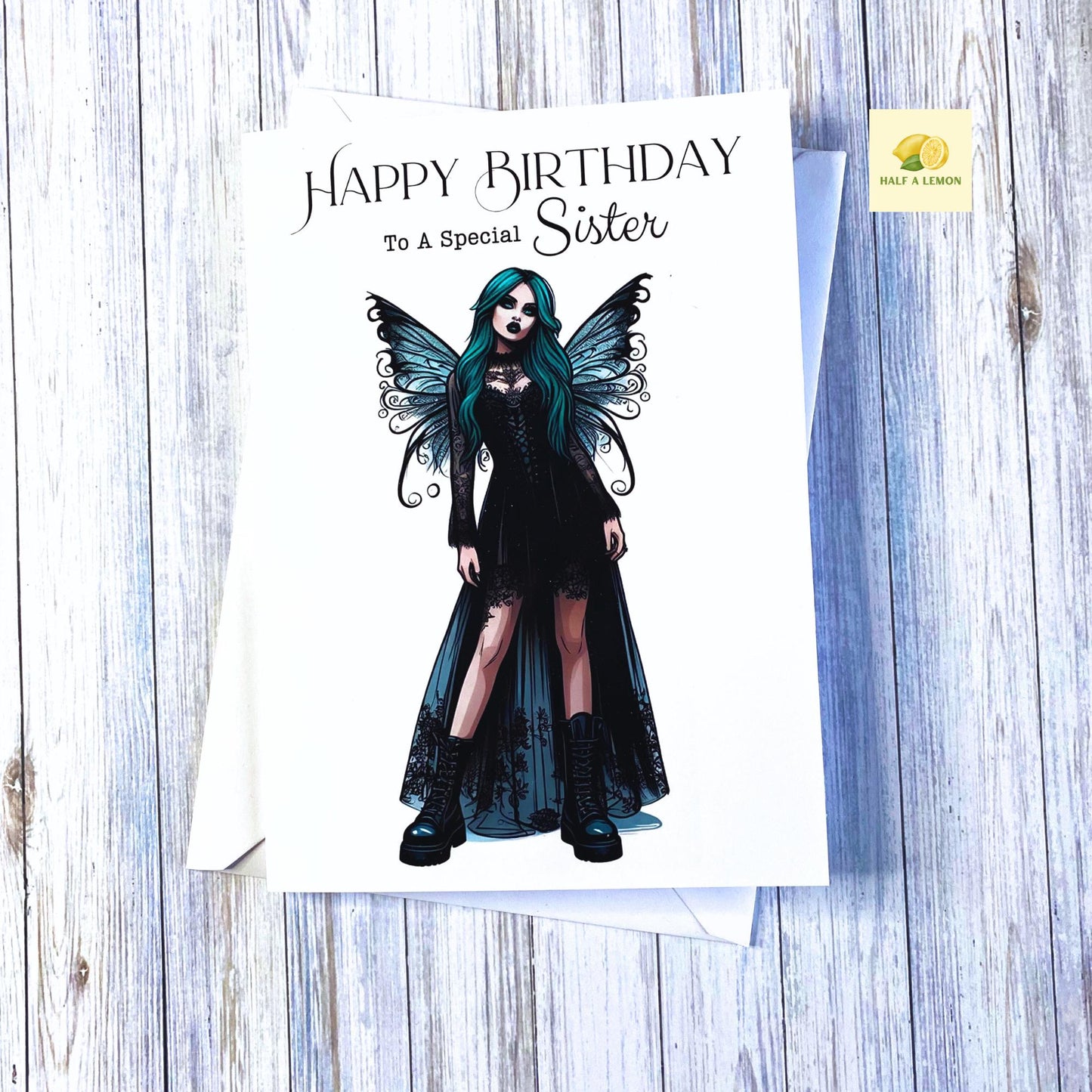 Birthday card, Sister birthday card, Goth Birthday card, Gothic Birthday card, Fairy Birthday Card, Card for her Birthday,