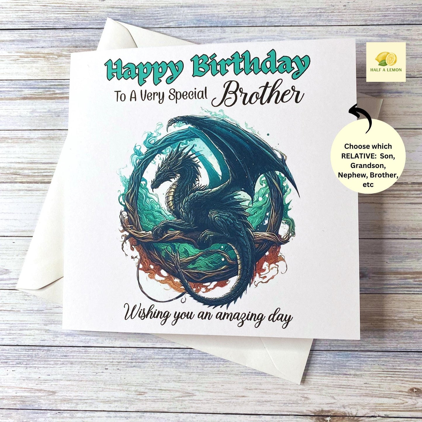 Birthday card, for Son, Brother, Nephew, Grandson, Boyfriend, Husband, Birthday Gift, Mystical Dragon, card for, card for him, gift,