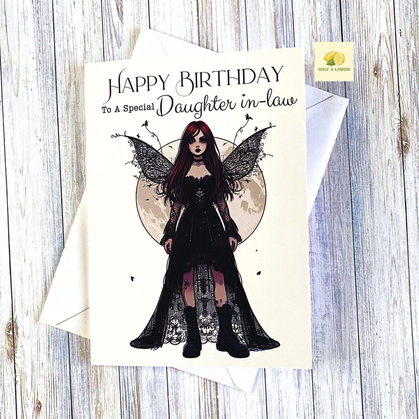 Birthday card, Daughter in-law birthday card, Goth Birthday card, Gothic Birthday card, Fairy Card, Daughter-in-law Card for her Birthday,