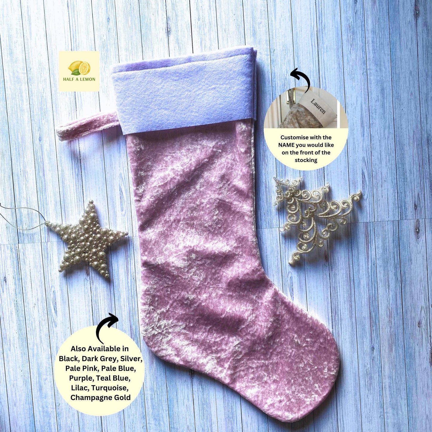 Christmas Stocking, Personalised Christmas Stockings, gift, Pink Velvet Stocking, Standard Size 45cm x 15cm Top to Toe, Fully Lined, Decor,