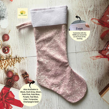 Load image into Gallery viewer, Christmas Stocking, Personalised Christmas Stockings, gift, Pink Velvet Stocking, Standard Size 45cm x 15cm Top to Toe, Fully Lined, Decor,
