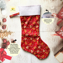 Load image into Gallery viewer, Christmas Stocking, Personalised Christmas Stockings, gift, Gingerbread Stocking, Size 45cm x 15cm Top to Toe, Fully Lined, Decor,
