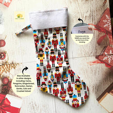 Load image into Gallery viewer, Christmas Stocking, Personalised Christmas Stockings, gift, Nutcracker Stocking, Size 45cm x 15cm Top to Toe, Fully Lined, Decor,
