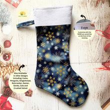 Load image into Gallery viewer, Christmas Stocking, Personalised Christmas Stockings, gift, Metallic Gold Stars, Size 45cm x 15cm Top to Toe, Fully Lined, Decor,
