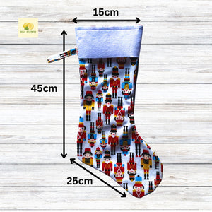 Christmas Stocking, Personalised Christmas Stockings, gift, Nutcracker Stocking, Size 45cm x 15cm Top to Toe, Fully Lined, Decor,