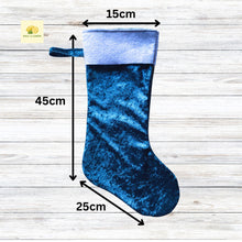 Load image into Gallery viewer, Christmas Stocking, Personalised Christmas Stockings, gift, Teal Blue Green Velvet Stocking, Size 45cm x 15cm Top to Toe, Full Lined, Decor,
