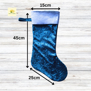 Christmas Stocking, Personalised Christmas Stockings, gift, Teal Blue Green Velvet Stocking, Size 45cm x 15cm Top to Toe, Full Lined, Decor,