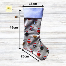 Load image into Gallery viewer, Christmas Stocking, Personalised Christmas Stockings, gift, Penguins Stocking, Size 45cm x 15cm Top to Toe, Fully Lined, Decor,
