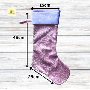 Christmas Stocking, Personalised Christmas Stockings, gift, Pink Velvet Stocking, Standard Size 45cm x 15cm Top to Toe, Fully Lined, Decor,