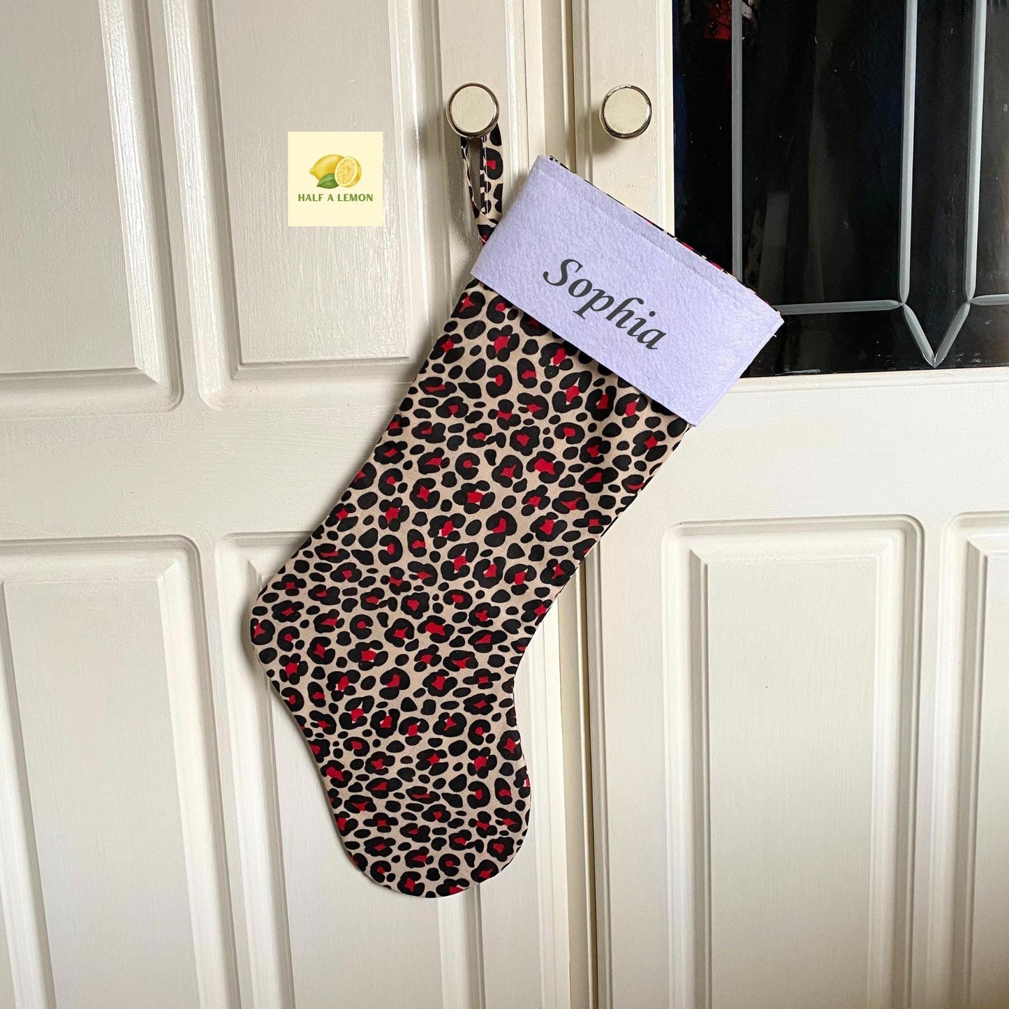 Christmas Stocking, Personalised Christmas Stockings, gift, Animal Print Stocking, Size 45cm x 15cm Top to Toe, Fully Lined, Decor,