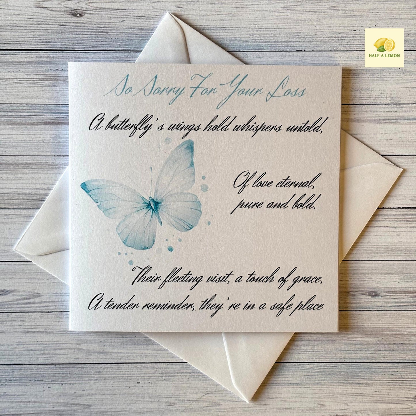 Bereavement Card, Sorry for your loss card, Sympathy Card, Remembrance Card, Butterfly, gift