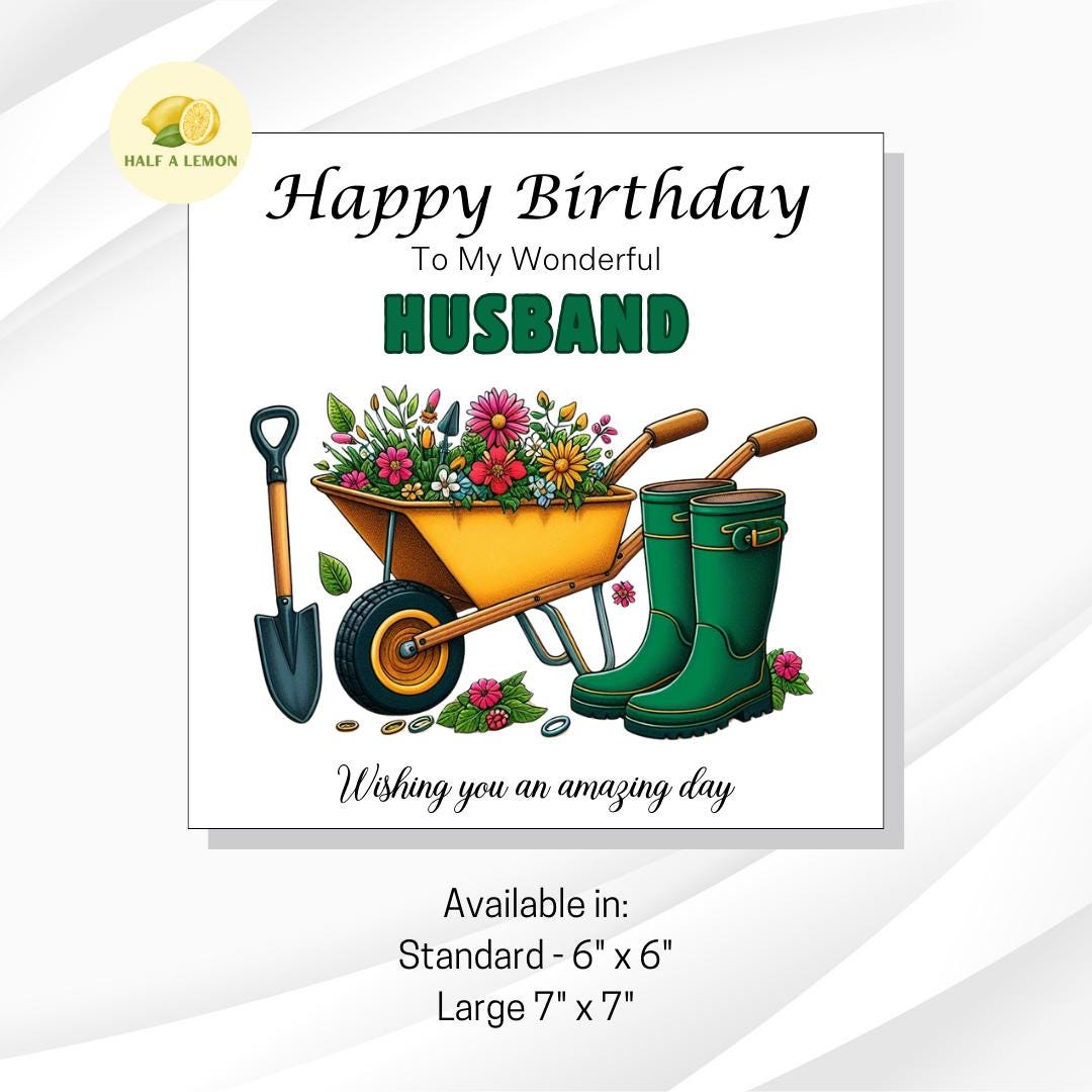 Birthday card for husband with a gardening theme, perfect card for husband that loves pottering in the garden, husband birthday card, gift
