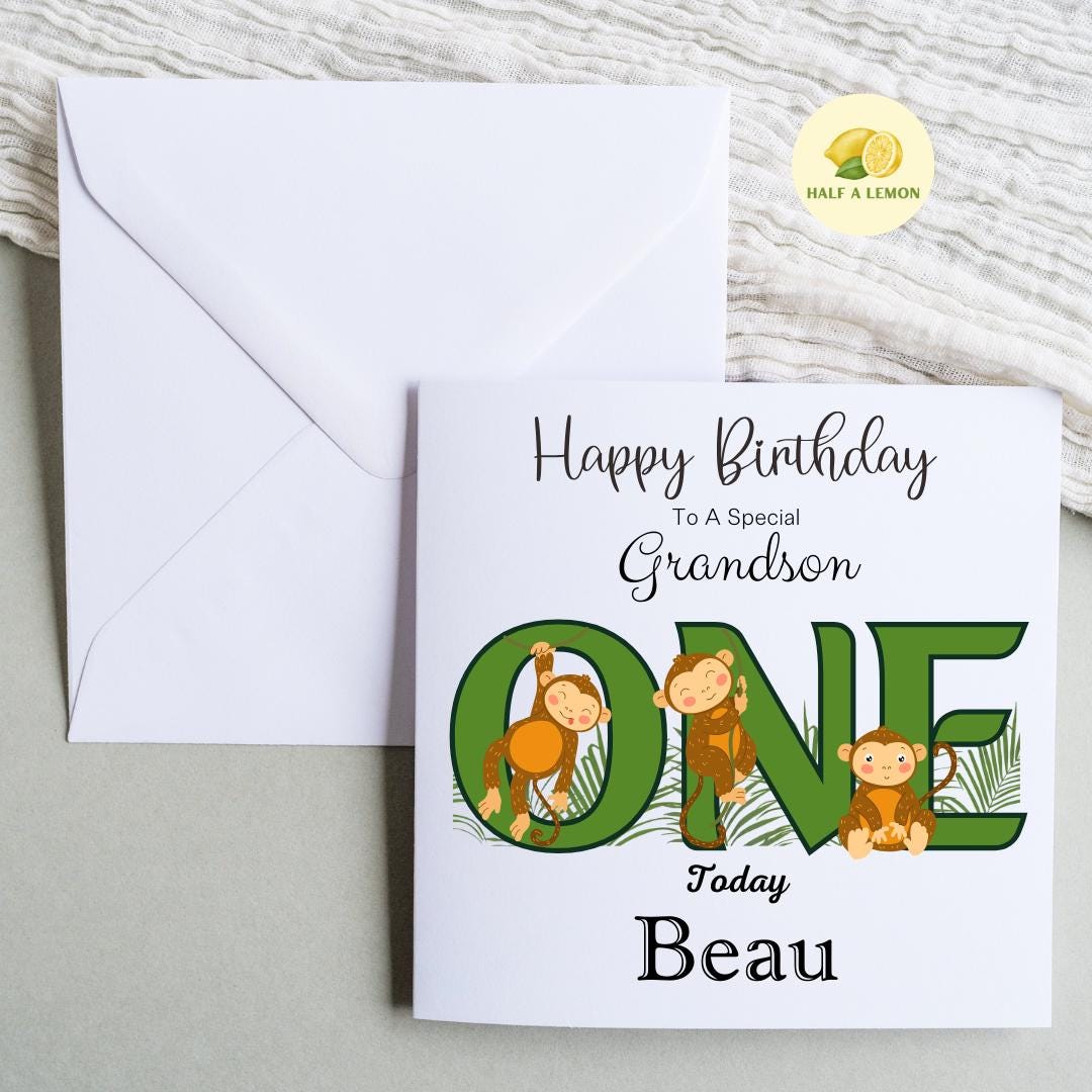 First Birthday card, can be for ANY Relative, Personalise with Name, Great Grandson, Grandson, Son, Great Nephew, Nephew, Brother, gift
