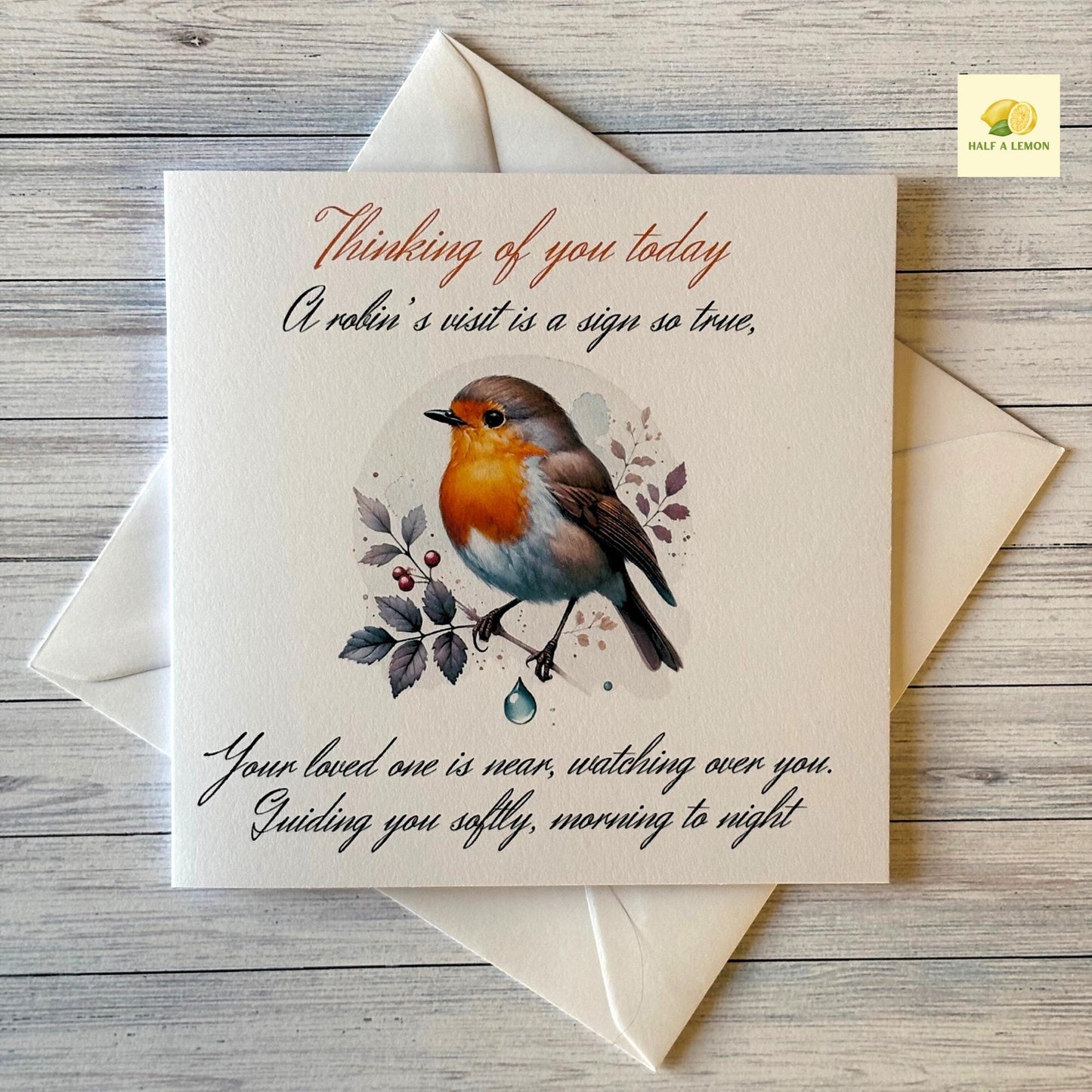 Bereavement Card, Sorry for your loss card, Sympathy Card, Remembrance Card, Robin, gift