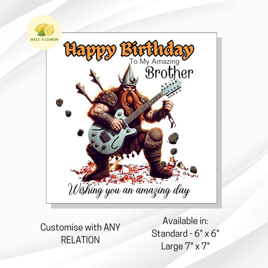 Birthday card, for Brother, Customise for ANY Relation, also for Husband, Son, Grandson, Nephew, Dad, Son in-law, gift for him, rock, Viking