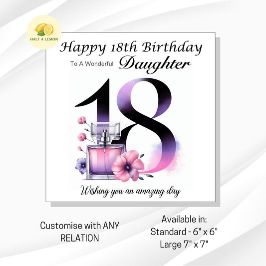 18th Birthday Card, Daughter 18th Birthday Card, For ANY Relation, Granddaughter, Niece, Sister, Eighteenth, Milestone, gift, girl, her
