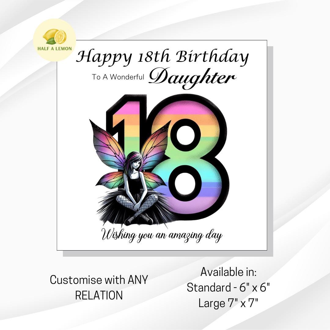 18th Birthday Card, Daughter 18th Birthday Card, For ANY Relation, Granddaughter, Niece, Sister, Eighteenth, Milestone, gift, gothic, her,