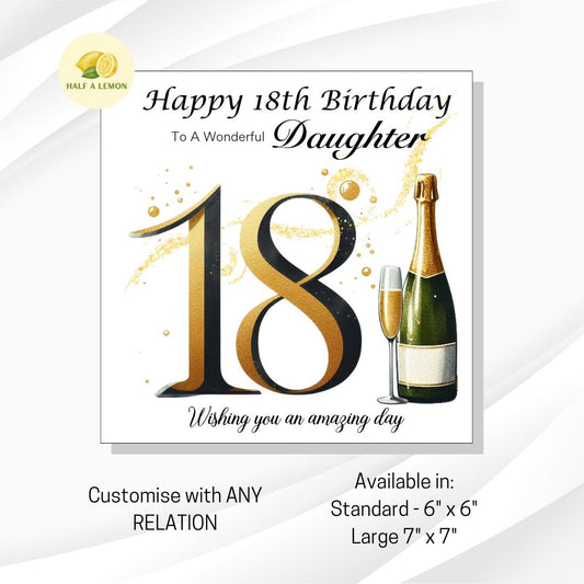 18th Birthday Card, Daughter 18th Birthday Card, For ANY Relation, Granddaughter, Niece, Sister, Eighteenth, Milestone, gift, classic, her,