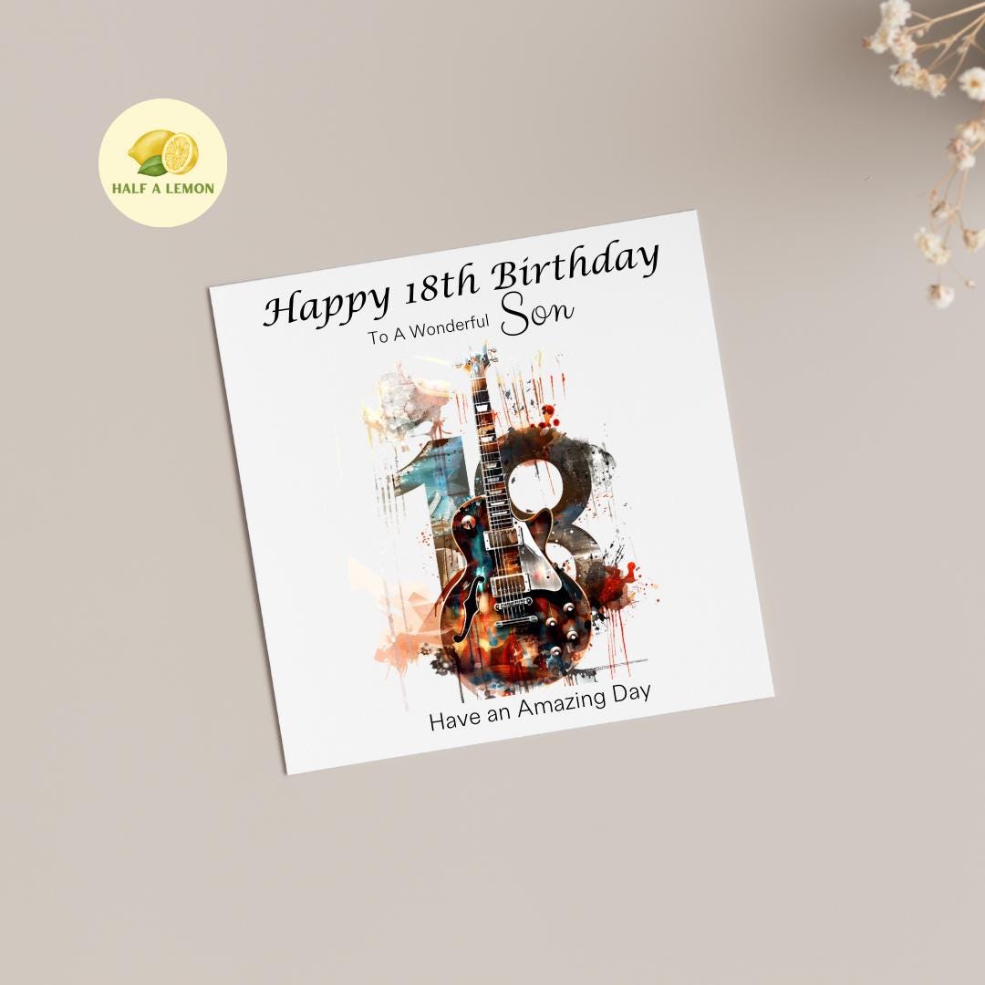 18th Birthday card for Son, Grandson 18th Birthday, Great Grandson, Nephew , Brother, Rock Music themed Birthday card, 18th gift,