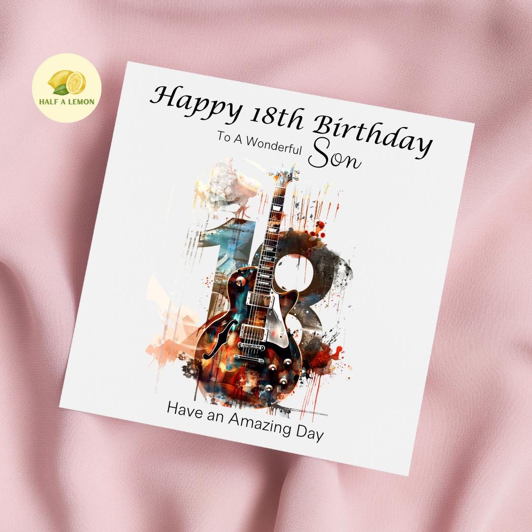 18th Birthday card for Son, Grandson 18th Birthday, Great Grandson, Nephew , Brother, Rock Music themed Birthday card, 18th gift,