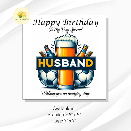 Birthday card for Husband, Husband Birthday, Football and Beer themed Birthday card, birthday gift, for him, gift,