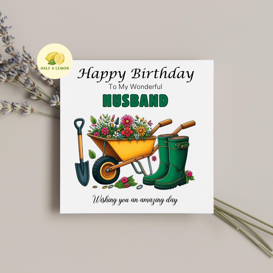 Birthday card for husband with a gardening theme, perfect card for husband that loves pottering in the garden, husband birthday card, gift