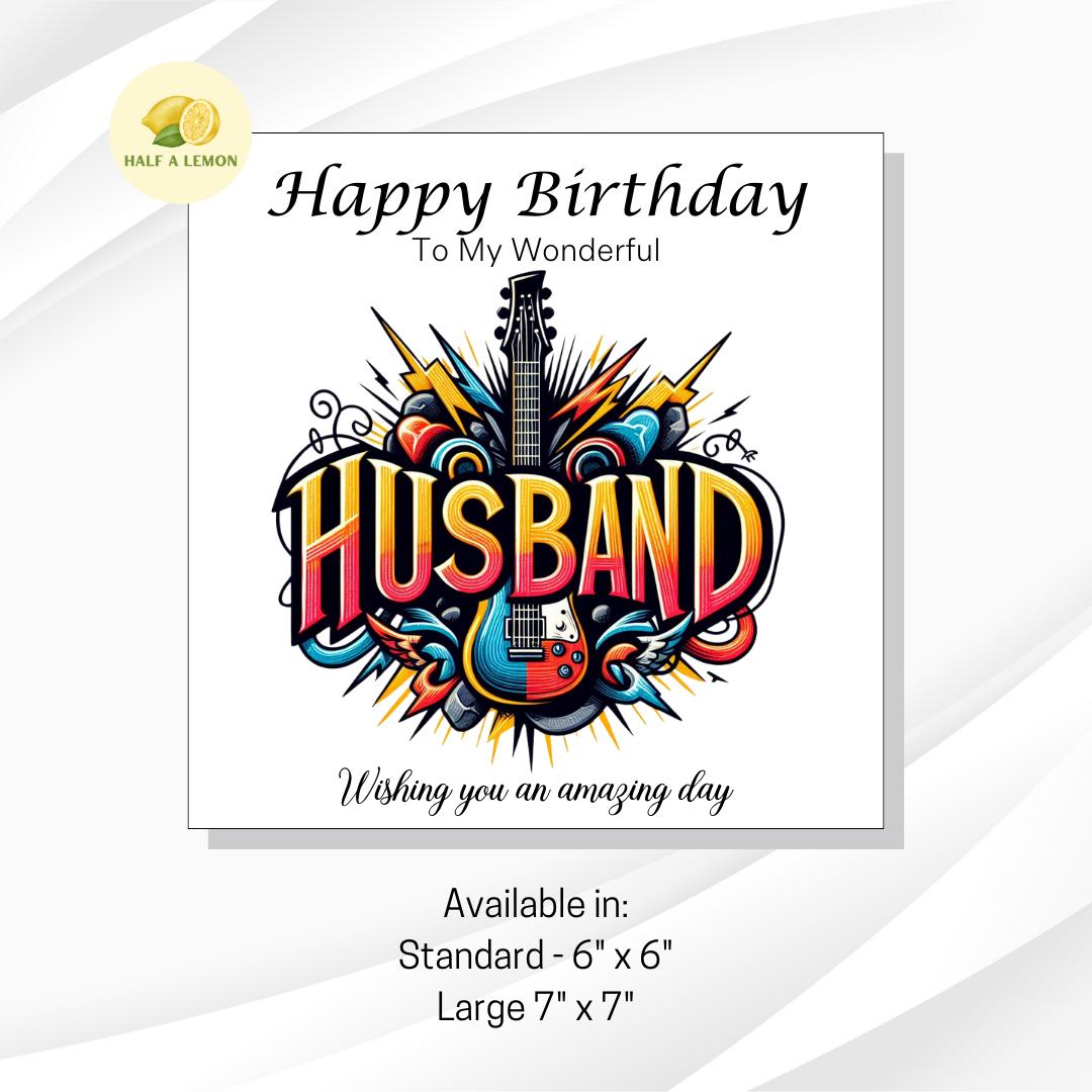 Husband Birthday card, Guitar, Guitar Gifts, Husband Birthday cards, Husband Card, Husband Birthday, Music Gifts, Husband Gifts, Rock Music,