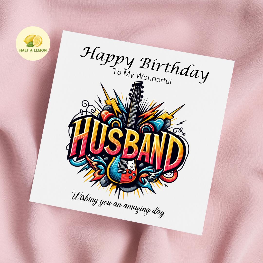 Husband Birthday card, Guitar, Guitar Gifts, Husband Birthday cards, Husband Card, Husband Birthday, Music Gifts, Husband Gifts, Rock Music,