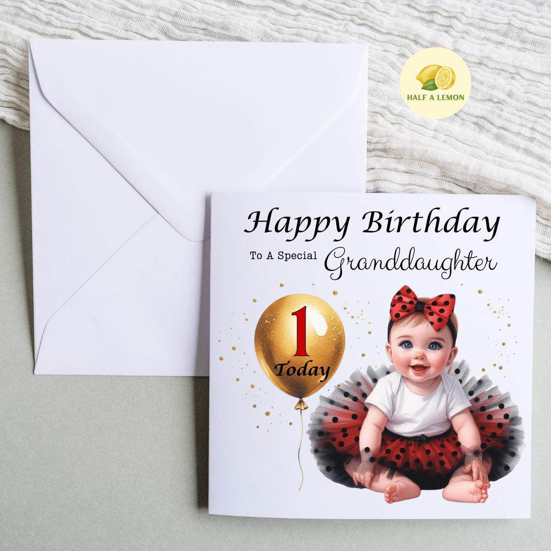 First Birthday card, 1st Birthday card for Daughter, Granddaughter, Great Granddaughter, Niece, Great Niece, Sister, for her, gift,