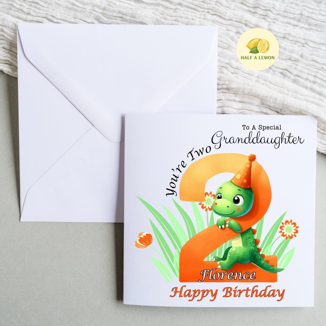 2nd Birthday card, for girl, For ANY Relation, Great Granddaughter, Granddaughter, Daughter, Great Niece, Sister, gift, her, 2 today,