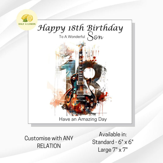 18th Birthday card for Son, Grandson 18th Birthday, Great Grandson, Nephew , Brother, Rock Music themed Birthday card, 18th gift,