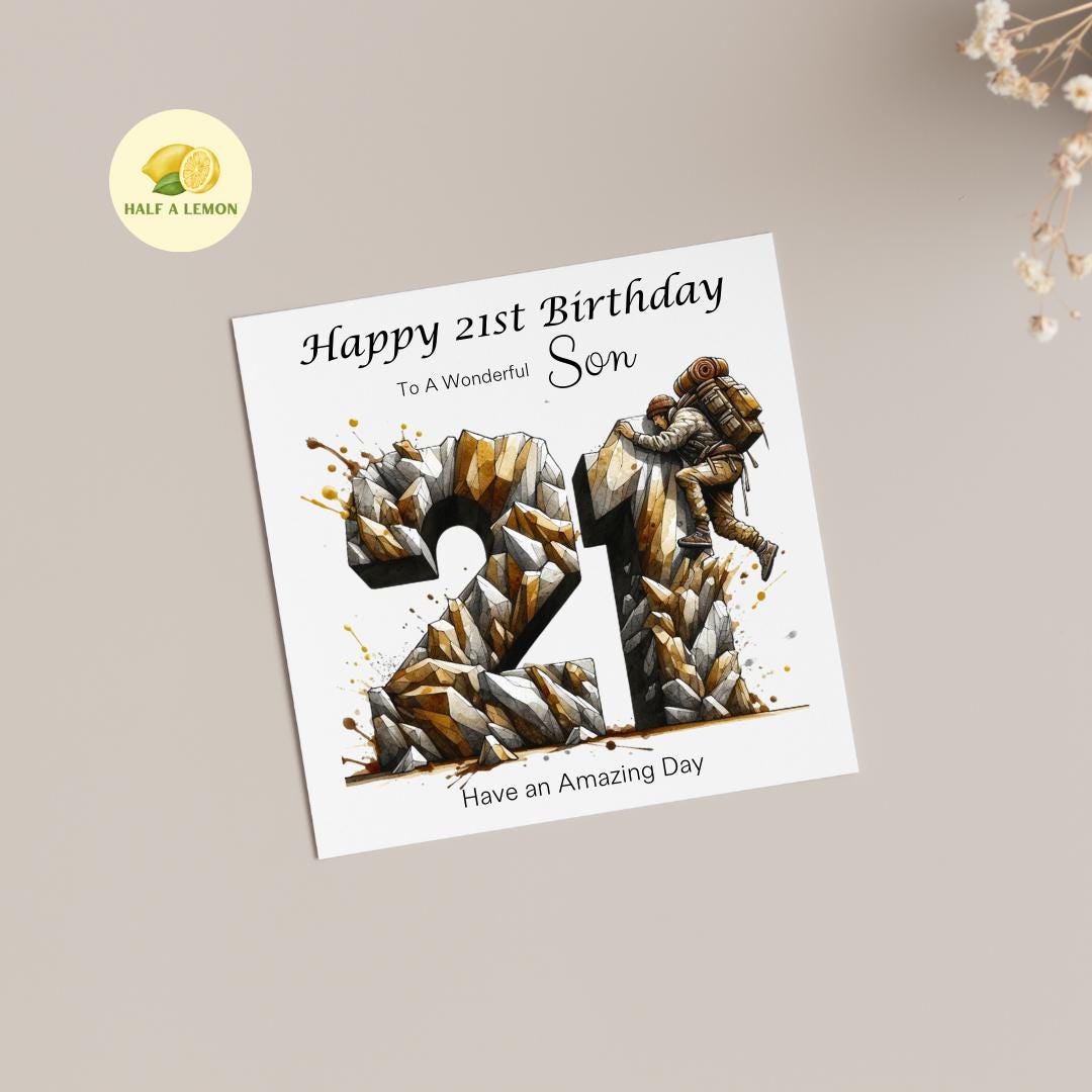 21st Birthday card, ANY Relation, Son, Great Grandson, Grandson, Nephew, Brother, gift, Rock Climbing, Birthday card, him,
