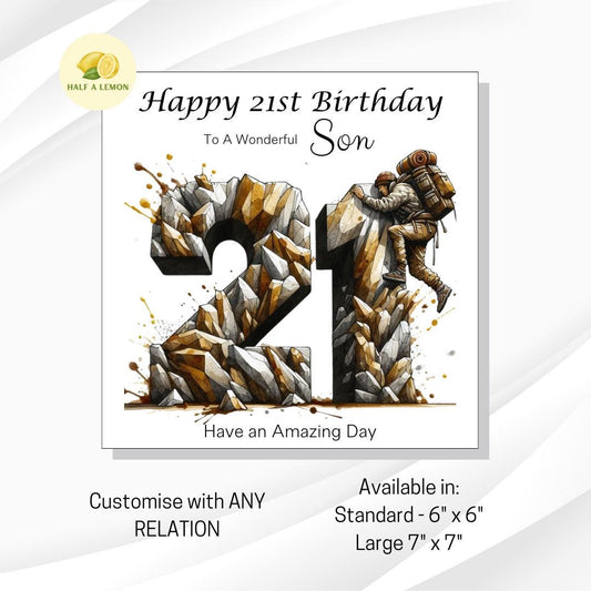 21st Birthday card, ANY Relation, Son, Great Grandson, Grandson, Nephew, Brother, gift, Rock Climbing, Birthday card, him,