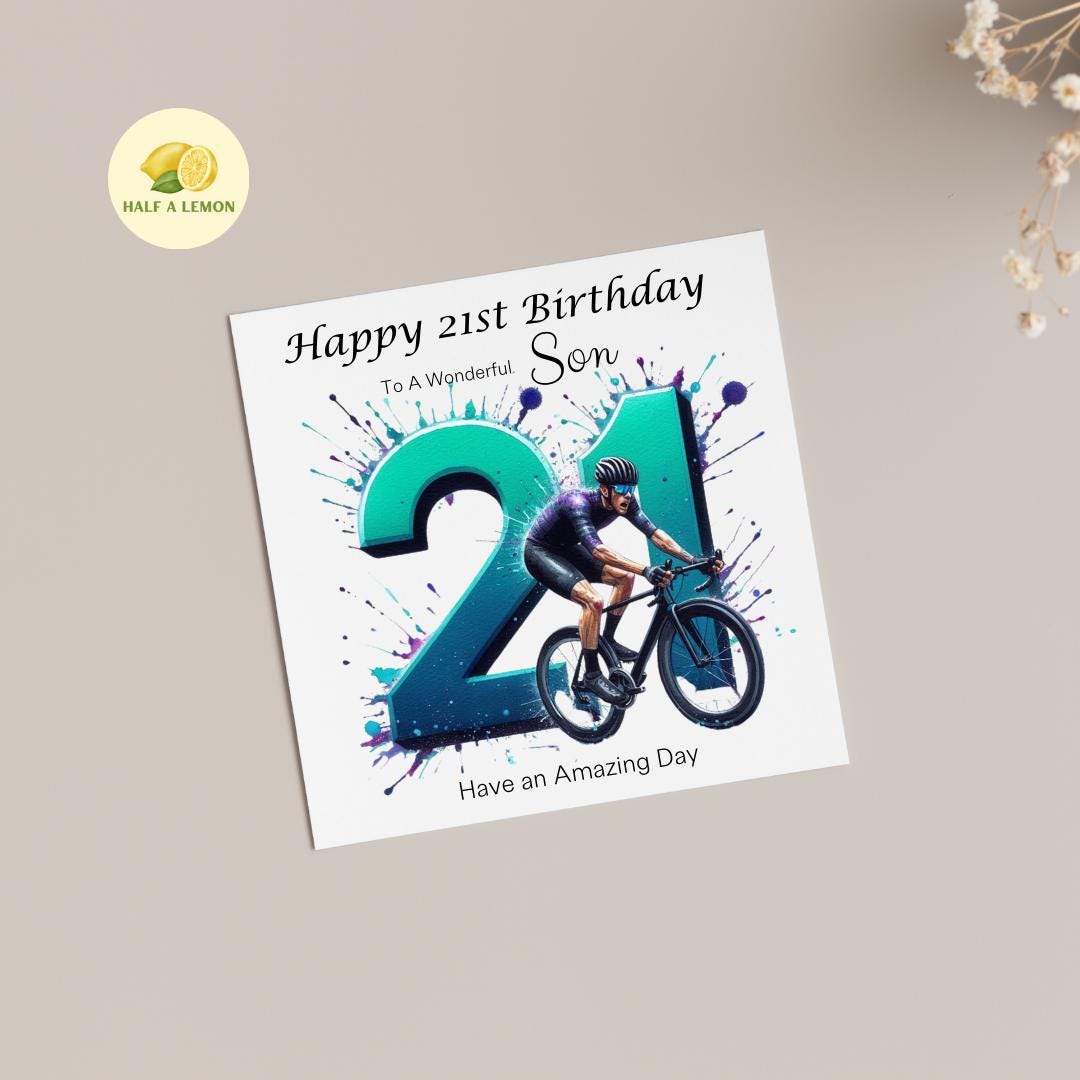 21st Birthday card, ANY Relation, Son, Great Grandson, Grandson, Nephew, Brother, gift, Cycling, Birthday card, him,