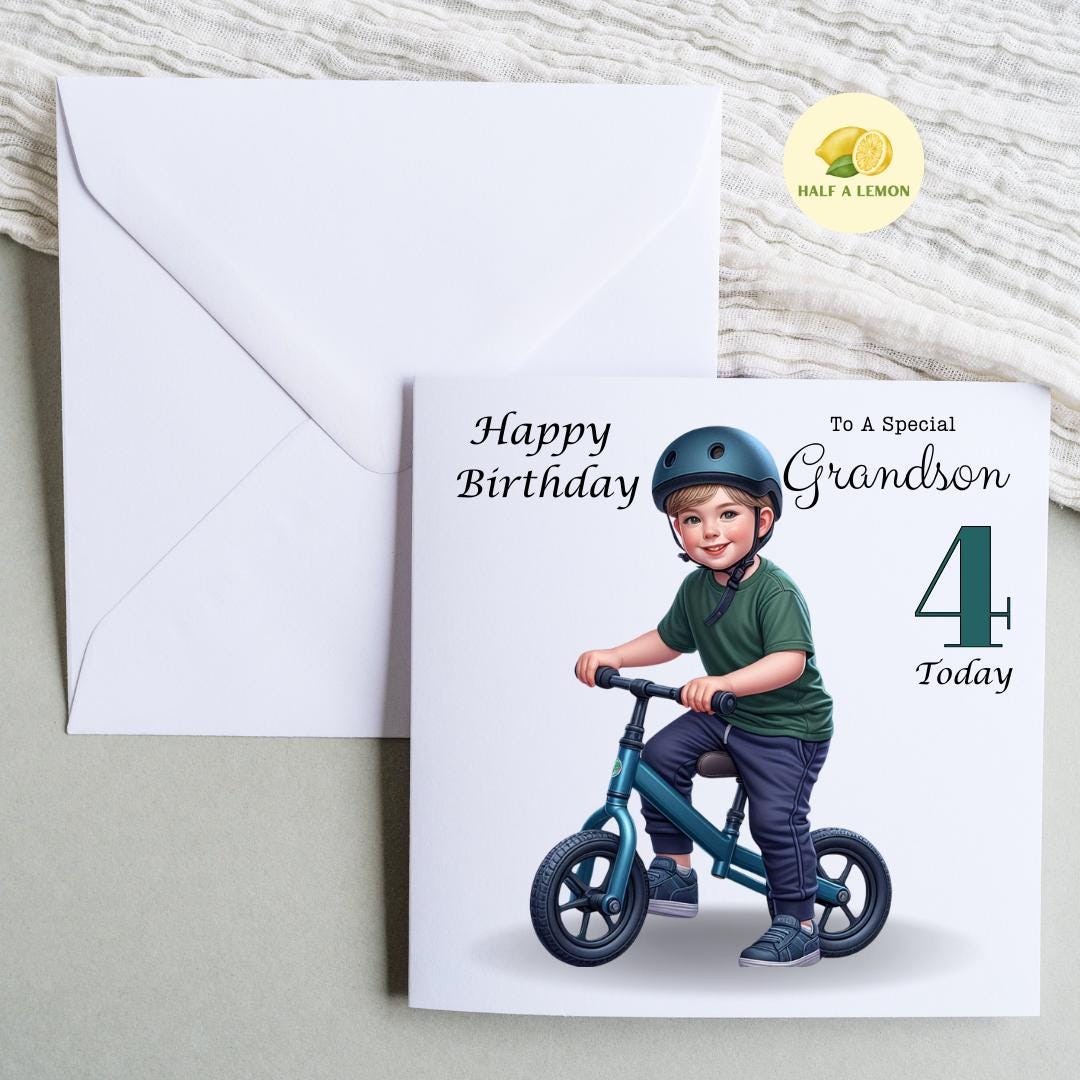 Birthday card, for ANY Relation and ANY Age, Little boy on Balance Bike, gift, Great Grandson, Son, Grandson, Great Nephew, for him, Nephew,