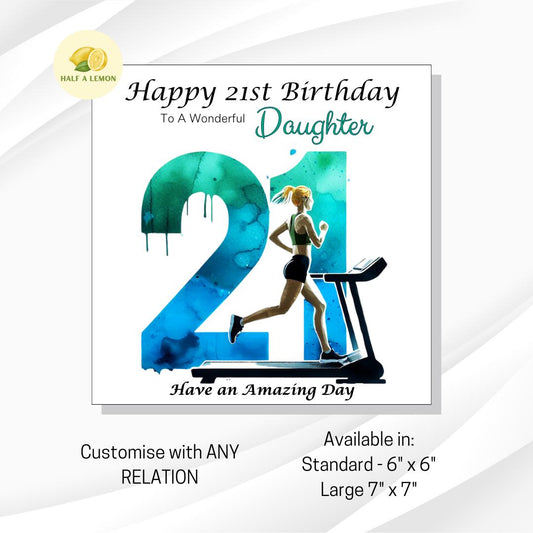 21st Birthday Card, Daughter Birthday Card, Granddaughter Birthday Card, Sister Birthday Card, Niece, Running, keep fit, Blonde hair, gift