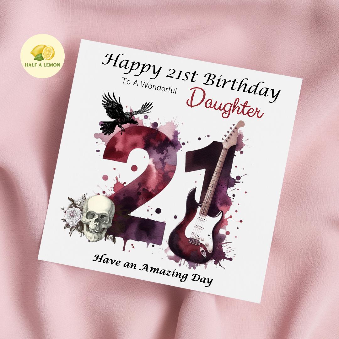 21st Birthday Card, Daughter Birthday Card, Granddaughter Birthday Card, Sister Birthday Card, Niece, Rock Music, Alternative, Metal, gift