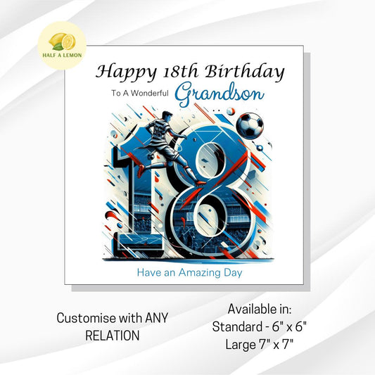 18th Birthday Card, 18th Birthday Card Son, Son Birthday Card, Grandson, Brother Birthday Card, Nephew, Football, 18th Birthday Gift,