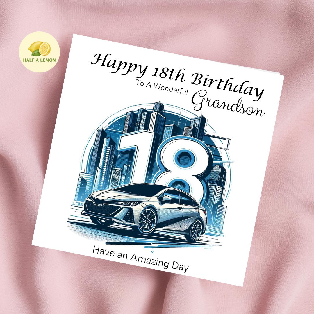 18th Birthday Card, 18th Birthday Card Son, Son Birthday Card, Grandson, Brother Birthday Card, Nephew, Car Themed, 18th Birthday Gift
