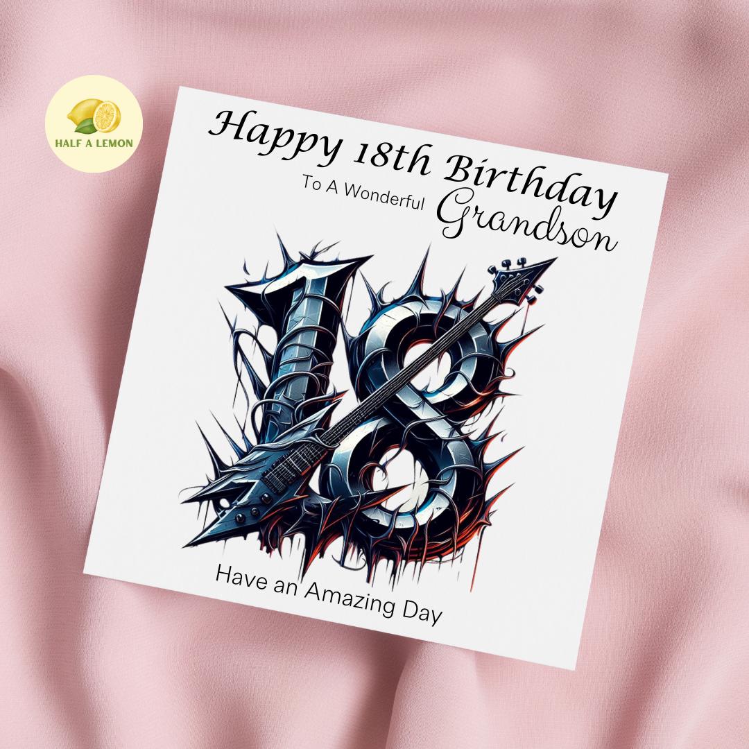 18th Birthday Card, 18th Birthday Card Son, Son Birthday Card, Grandson, Brother Birthday Card, Nephew, Metal Music, 18th Birthday Gift,