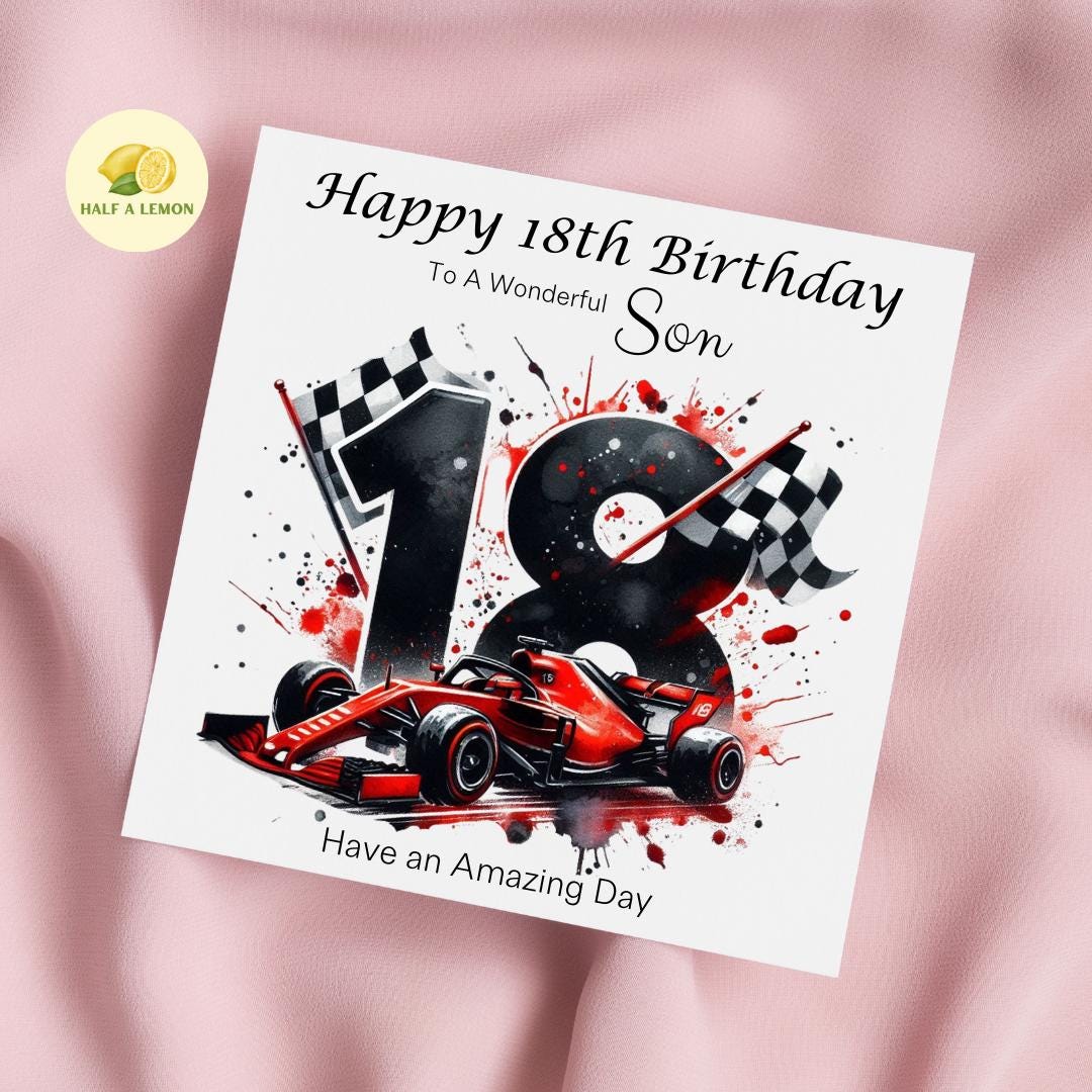 18th Birthday Card, 18th Birthday Card Son, Son Birthday Card, Grandson, Brother, Nephew, Grand Prix, Formula One theme, 18th Birthday Gift