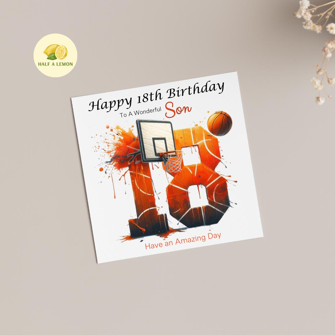 18th Birthday Card, 18th Birthday Card Son, Son Birthday Card, Grandson, Brother, Nephew Birthday Card, Basketball, 18th Birthday Gift,