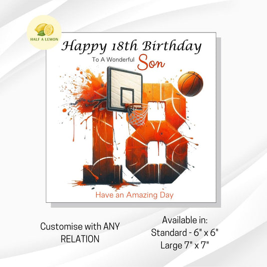 18th Birthday Card, 18th Birthday Card Son, Son Birthday Card, Grandson, Brother, Nephew Birthday Card, Basketball, 18th Birthday Gift,