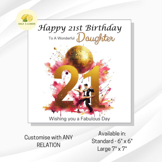 21st Birthday card, ANY Relation, Daughter, Granddaughter, Niece, Sister, Great Granddaughter, gift, Dancing, Argentine Tango, for her
